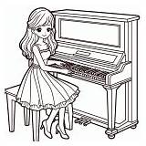 Boy Playing Piano 🎹 Coloring Page sketch template