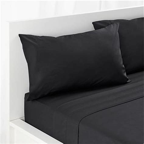 A Pair of 100% Cotton 650TC Sateen Plain Black Pillowcases