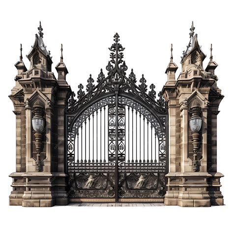 Premium AI Image | Isolated of Swing Gate With Castle Battlement Design Consisting of a Dou 3D ...