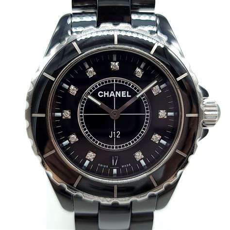 Chanel J12 Quartz Unisex Watch 38mm Black Ceramic with Diamonds – Dr. Runway