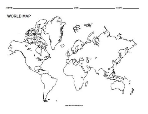 World Outline Map – Free Printable