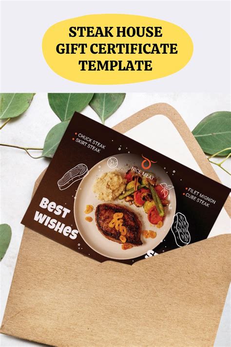 Steak House Gift Certificate Template | Food Gift Certificate Design Idea | Food template, House ...