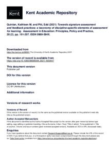 Towards signature assessment and feedback practices: a taxonomy of discipline-specific elements ...