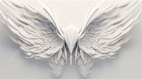 3d Angel Wings Are Sculpted In White Background, 3d Illustration Of ...