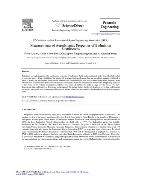 Measurement of Aerodynamic Badminton Shuttlecock | PDF | Aerodynamics | Motion (Physics)