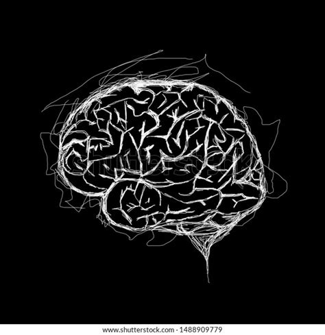 Brain Illustration Black Background Stock Illustration 1488909779 | Shutterstock