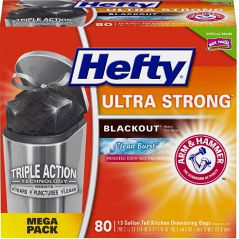 Hefty Ultra Strong 13 Gallon 80 Count Tall Kitchen Drawstring Trash ...