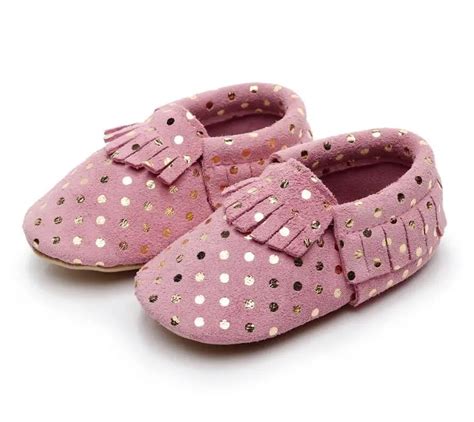 Fashion Dot Genuine suede leather first walker shoes high quality soft sole tassel baby ...