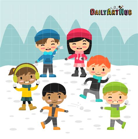 Cartoon Snowball Fight Clip Art