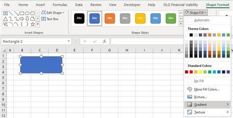 Add Gradient Fill to Shapes / Cells in Excel & Google Sheets - Automate Excel