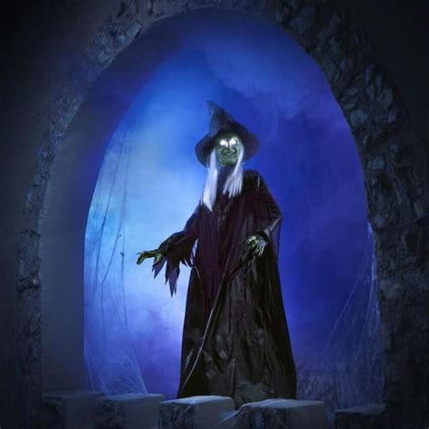 6 ft Animated Standing Witch Halloween Animatronic - town-green.com