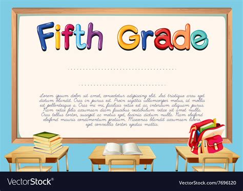 Diploma template for fifth grade students Vector Image