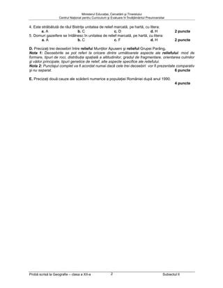 Varianta 1 de BAC Geografie-Subiectul II | PDF