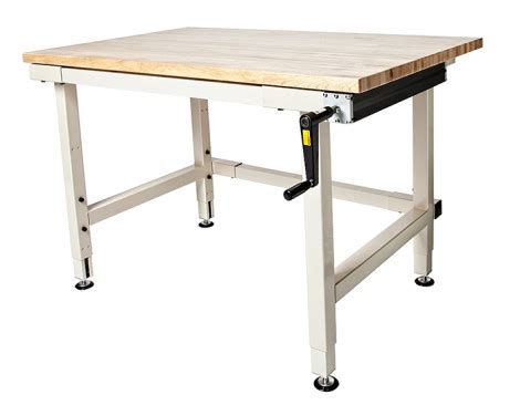 Hand Crank Hydraulic Adjustable Height Industrial Workbenches - Ergosource