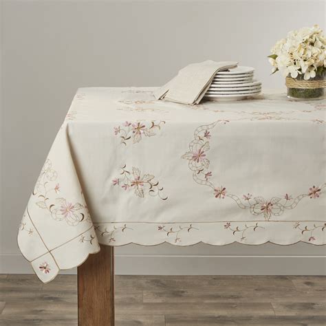 Renaissance Embroidered Design Tablecloth Beige 70" X 88" - Walmart.com