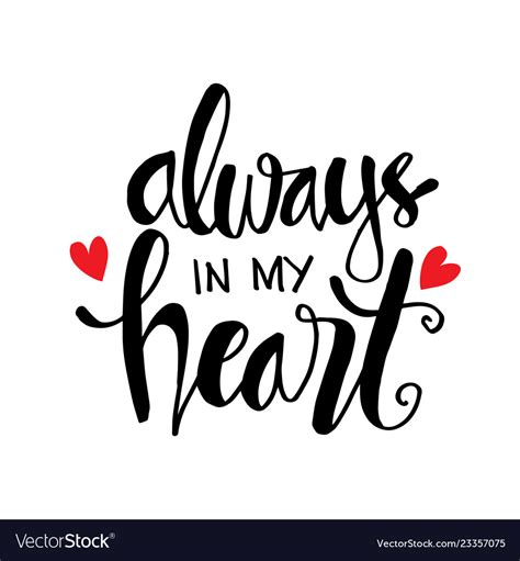 Always in my heart phrase hand lettering Vector Image