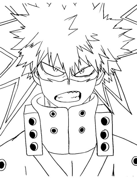 Angry Katsuki Bakugo coloring page - Download, Print or Color Online for Free