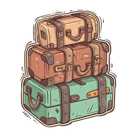 Stack Of Suitcases Colored In A Fun Vector Clipart, Suitcases ...