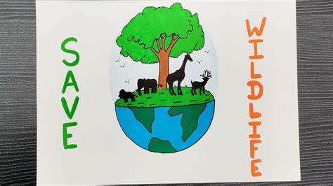 Save Wildlife Poster Drawing // How To Draw Save Wildlife Poster // Step By Step // Poster Drawing