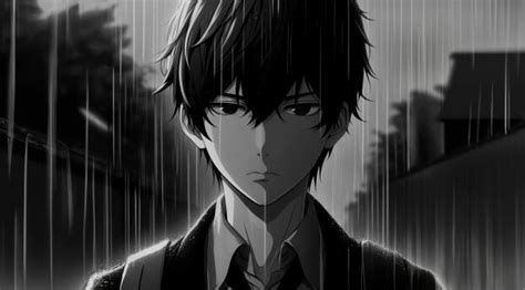 1080x2400 Resolution HD Anime Monochrome Man in Rain 1080x2400 ...