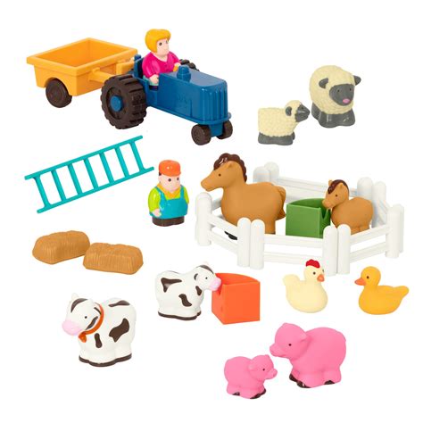 Buy Battat Farm Animal Play Set - 25 Toy Farm Animals, Fences, Farmers, Tractor, Trailer & More ...