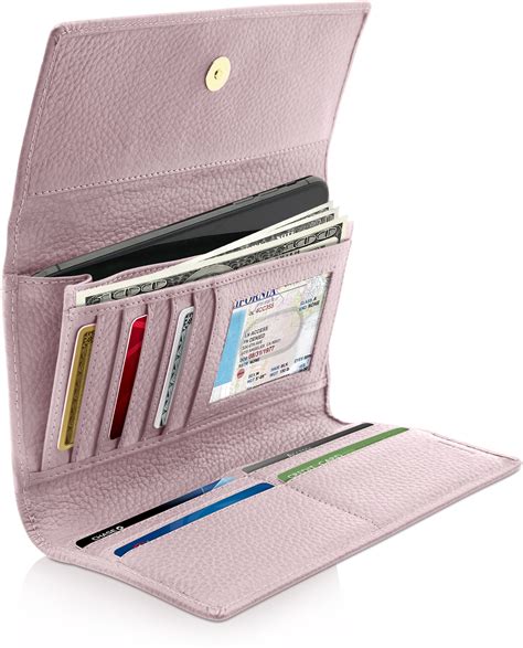 Genuine Leather Wallets For Women - Trifold Ladies Clutch Wallet With Removable Checkbook Holder ...