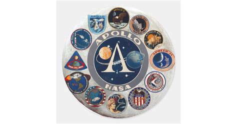 Apollo Program Commemorative Logo Classic Round Sticker | Zazzle