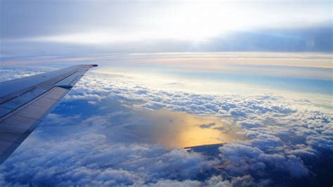 Download Wallpaper 1920x1080 Sky, Altitude, Clouds, Airplane, Wing ...