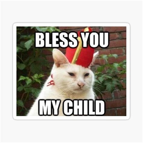 "Bless you my child,funny cat meme" Sticker for Sale by SamalexDesigns | Redbubble