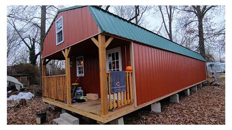 DERKSEN SHED 16X50 puts family in tent for 2 weeks to make tiny home! - YouTube