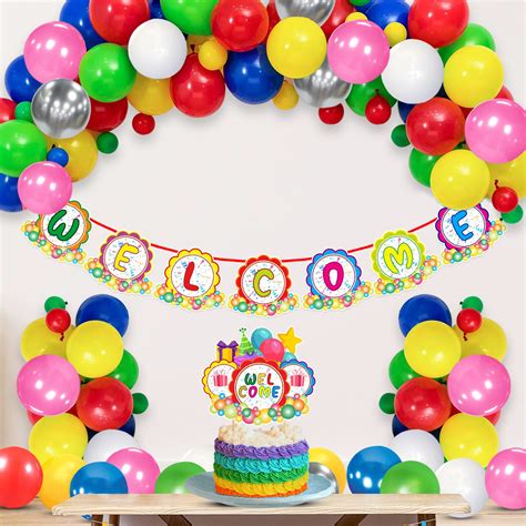 Welcome Decorations Combo - Welcome Banner, Balloons , Cake Topper ...