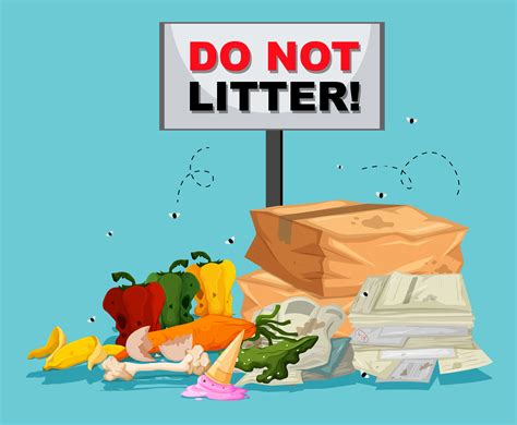 Do not litter sigh with lots of trash underneath 605433 Vector Art at Vecteezy