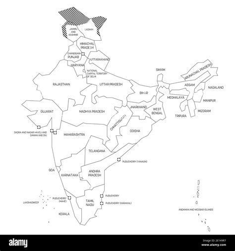 Political map of India. Administrative divisions - states and union ...