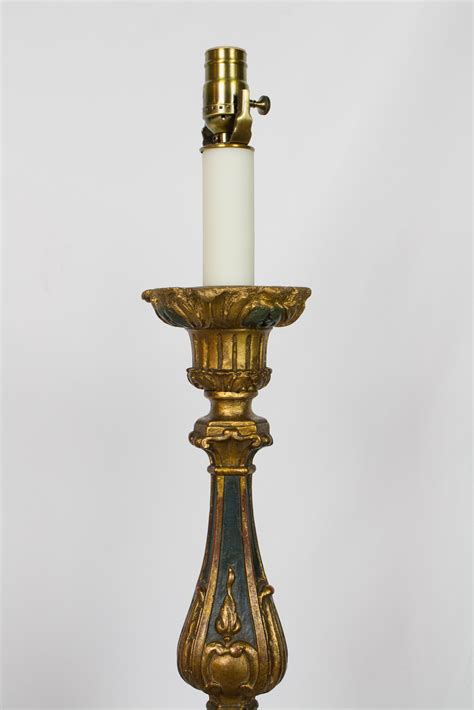 Pair of Gilt Wood Candlestick Lamps - Appleton Antique Lighting