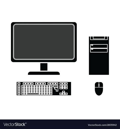 Silhouette of desktop computer Royalty Free Vector Image