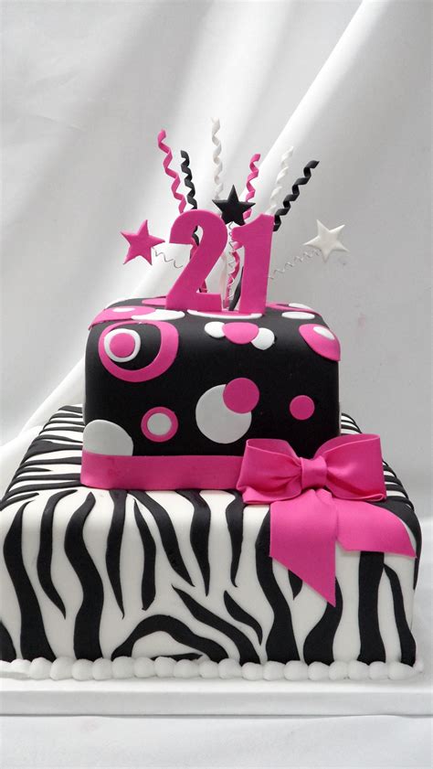 Pink and Black Zebra - All fondant and gumpaste Zebra Birthday Cakes, 21st Birthday Cake For ...