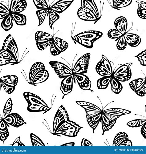 Butterflies Pattern. Romantic Flying Butterfly Seamless Texture ...