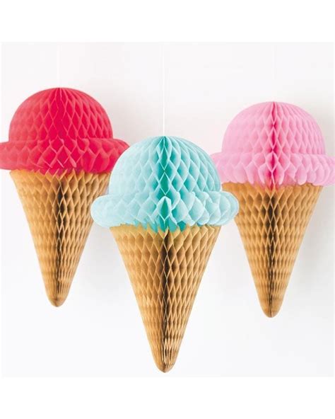 Ice Cream Honeycomb Decorations - 35cm (3pk) | Party Delights