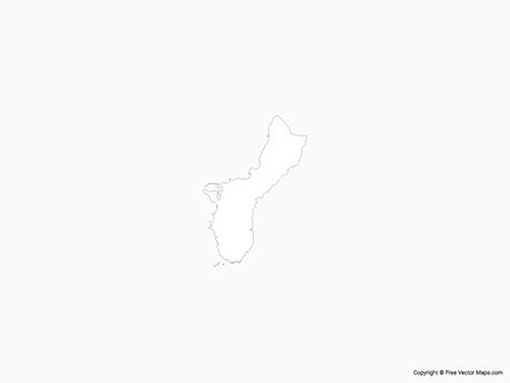 Printable Vector Map of Guam - Single Color | Free Vector Maps