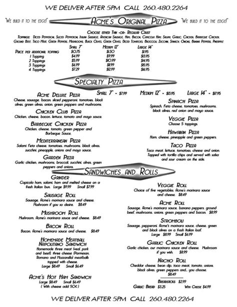 Acme Bar Menu, Menu for Acme Bar, Fort Wayne, Fort Wayne - Urbanspoon/Zomato