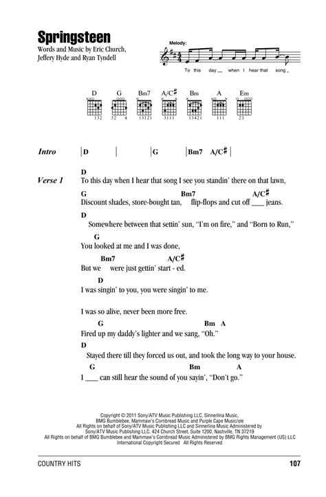 Springsteen by Eric Church - Guitar Chords/Lyrics - Guitar Instructor