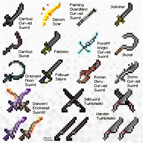 I drew all Curved Swords as Minecraft items : darksouls3