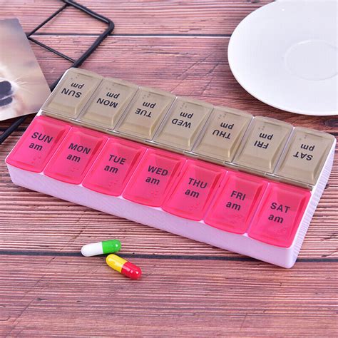 Large 7 Day Twice Daily (AM,PM) Pill Box Medicine Organiser With 14 ...