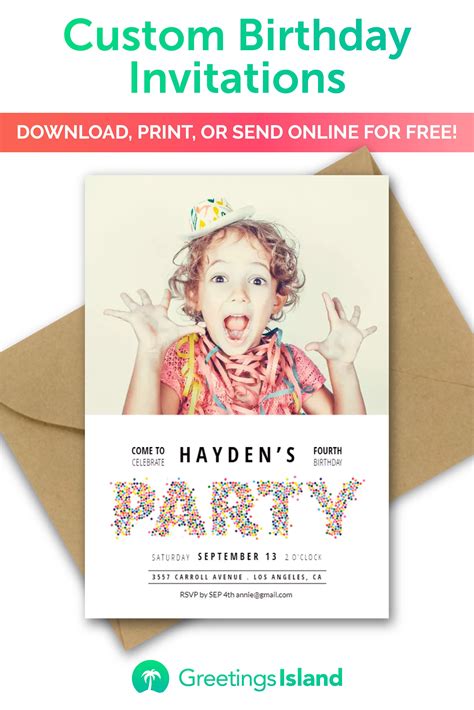 Free Printable Custom Birthday Party Invitations