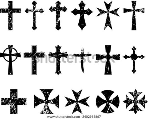 Distressed Cross Silhouette Isolated On White Stock Vector (Royalty ...