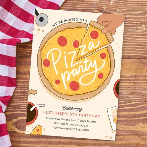 Pizza Party Invitation, Kids Birthday, Editable Template, Email Invite ...