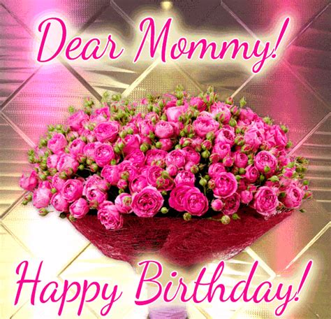 Happy birthday Mom with bunch of flowers Gif | Birthday Star