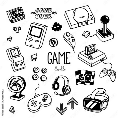 Game doodles. Hand drawing of Game. Stock Vector | Adobe Stock