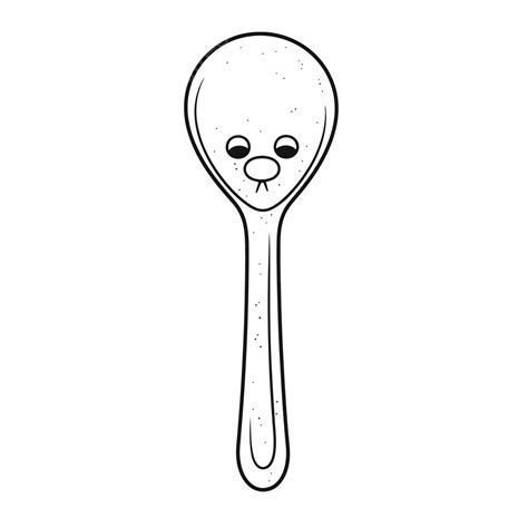 Spoon With A Bear Face On It Outline Sketch Drawing Vector, Bear Drawing, Wing Drawing, Face ...