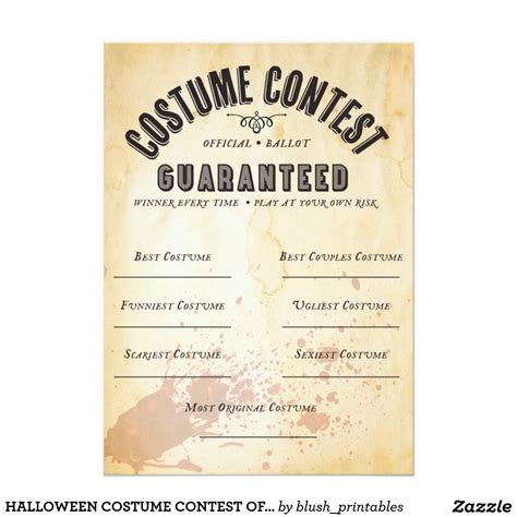 Halloween Costume Contest Ballot Printable